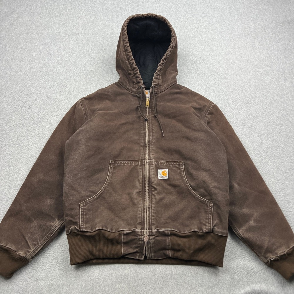 Carhartt Active Jacket Womens Small Brown Duck Canvas Quilted Lined WJ130 DKB